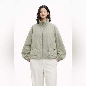 Zara Packable Satin Effect Jacket Sz XS Light Pale Green